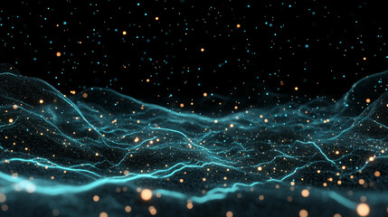 Poster - Vibrant Neon Lines and Dots Creating a Futuristic Atmosphere