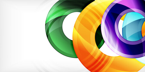 Aufkleber - Bright colorful circles with light effects. Abstract background