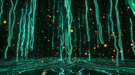 Poster - Vibrant Neon Lines and Dots Creating a Futuristic Atmosphere
