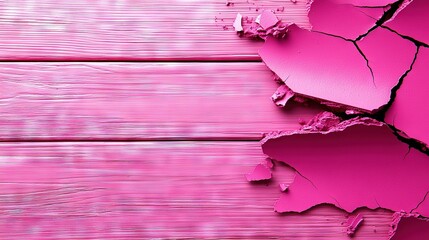 Wall Mural -   A close-up of a piece of pink wood showing a crack running through its center