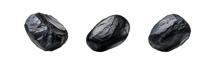 Poster - Three isolated, black rocks on a white background.