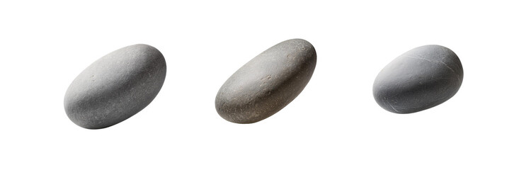 Aufkleber - Three gray smooth river rocks are isolated on a white background.