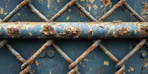 Poster - Rusty chain link fence showing age and corrosion
