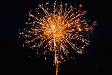 Poster - Bright golden orange fireworks exploding in night sky