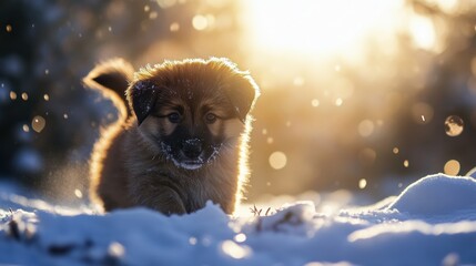 Canvas Print - Puppy in Snow.