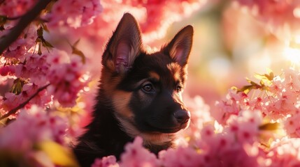 Sticker - Puppy in Blossom.