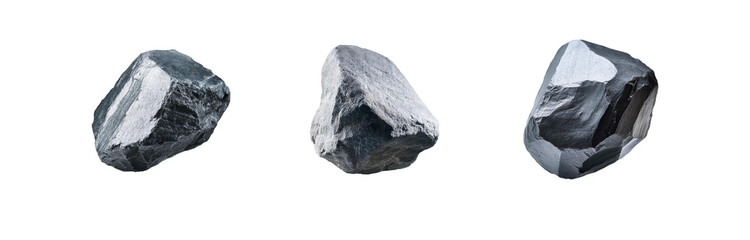 Aufkleber - Three isolated rocks with rough surfaces against a white background.