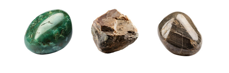 Aufkleber - Three different smooth, isolated stones on a white background.