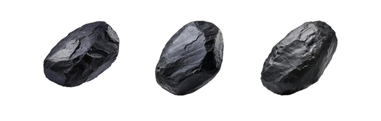 Poster - Three isolated black stones on a white background.