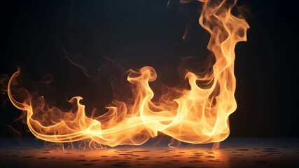 Fototapete - Fiery Inferno: Abstract Blaze of Orange and Yellow Flames Against Dark Background 