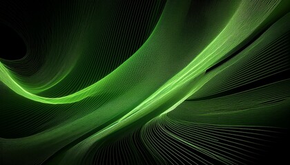 Wall Mural - abstract green trapcode mir isolated on black abstract dark motion gradient light trails futuristic background