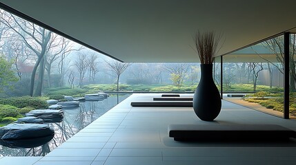 Poster - Elegant Tall Slender Vase in Modern Artistic Space