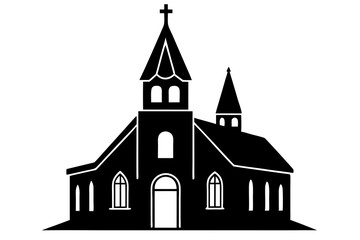 Church Silhouettes vector | vector silhouette illustration on white background