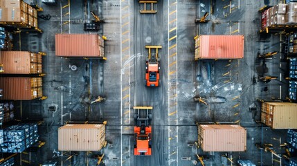 Poster - Overhead View of Autonomous Forklifts in Action