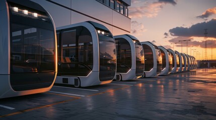 Poster - Modern Urban Transport Shuttles in a Futuristic Setting