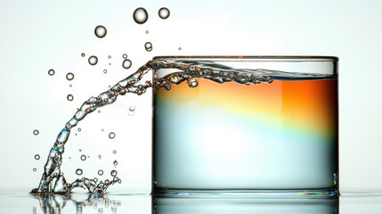 Poster - Water Splash in Glass with Colorful Gradient Background