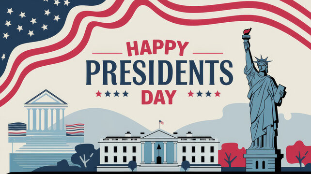 Banner Happy Presidents day in United States.Patriotic background for Presidents Day in America
