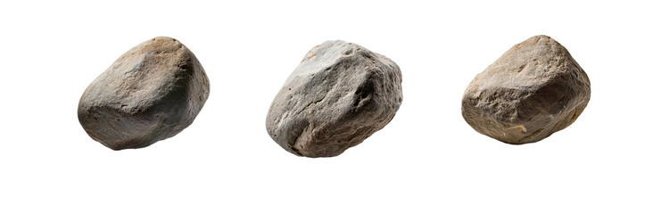 Poster - Three isolated, smooth, grey, oval stones.