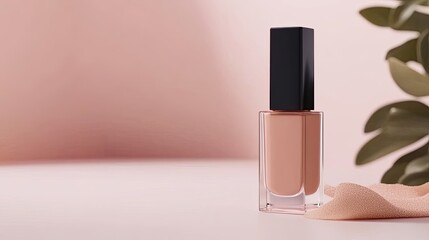 A bottle of light-colored liquid foundation sits open, revealing a creamy texture against a clean white background, highlighting its high-definition details