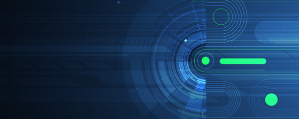 Poster - Abstract modern science and technology futuristic dark blue background. Handmade vector.