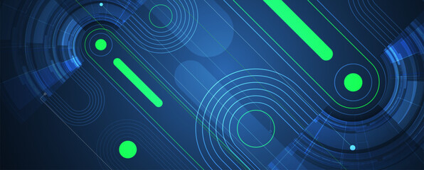 Poster - Abstract modern science and technology futuristic dark blue background. Handmade vector.