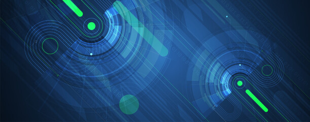 Poster - Abstract modern science and technology futuristic dark blue background. Handmade vector.