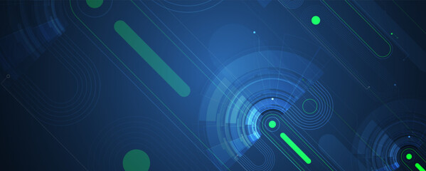 Poster - Abstract modern science and technology futuristic dark blue background. Handmade vector.