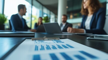 Aufkleber - A group of people are sitting around a table with a clipboard in front of them