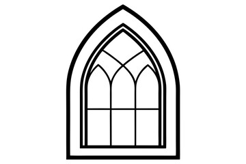 Gothic windows traditional european architecture | vector silhouette illustration on white background