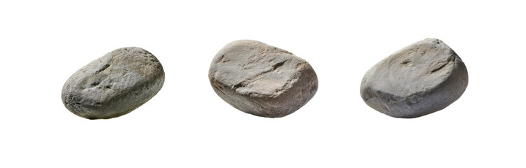 Aufkleber - Three gray rocks are isolated on a white background.