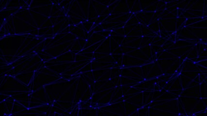 Aufkleber - Abstract plexus technology science concept 3d illustration. Abstract background with connecting dots and lines. Distribution of triangular shapes in space. Big data. Network connection structure.