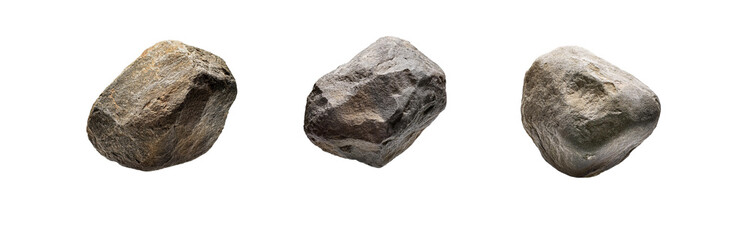 Poster - Three isolated rocks on a white background.