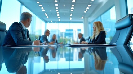 Aufkleber - A group of people are sitting at a table in a conference room