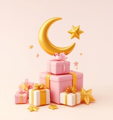 Wall Mural - Holy Ramadan Kareem moon. Month of fasting for Muslims.illustration