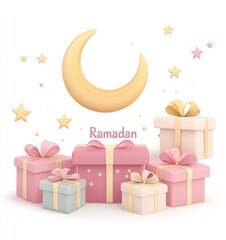 Wall Mural - Holy Ramadan Kareem moon. Month of fasting for Muslims.illustration