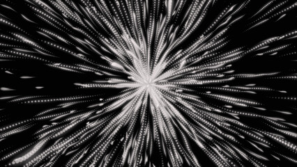 Poster - Abstract silver background. Explosion star. illustration digital. 3D rendering of bright particles fill the space with jets of energy and light.