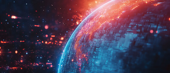 Aufkleber - Abstract blue and red globe with lights.