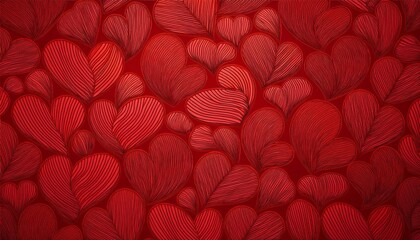 Poster - Intricate red heart pattern background design
