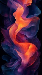 Poster - Abstract digital art featuring flowing and ethereal waves of orange and purple hues, creating a sense of movement and depth