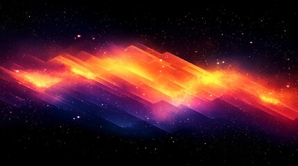 Poster - Abstract space background with colorful galaxy, stars and glowing shapes, suitable for technology, science or astronomy themes