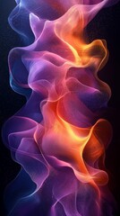 Poster - Colorful abstract waves flow gracefully on a deep black background, mesmerizing and vibrant, captivating the eye with dynamic movement, light, and energy in stunning intricate patterns and textures