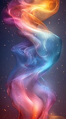 Poster - Vibrant abstract wave pattern with glittering particles, filled with energy and flowing motion, evoking cosmic beauty like a nebula in the universe. Perfect as a backdrop for any project
