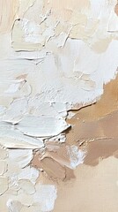 Poster - Thick strokes of white and beige oil paint create a versatile abstract artwork with depth and texture, perfect for modern spaces