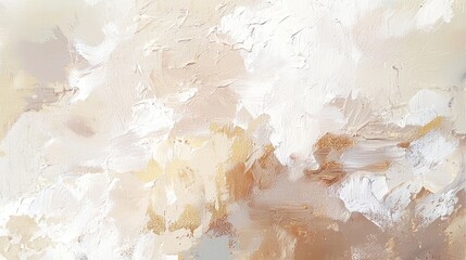 Poster - Layering thick oil paint in gold, white, and beige hues to create a mesmerizing abstract painting with elegant and modern style, perfect for contemporary spaces