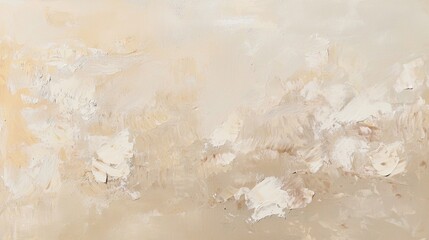 Poster - Thick oil paint layered on surface, creating textured artwork in neutral tones with vintage feel. Cream and beige colors blend elegantly