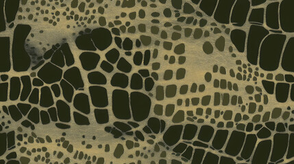 crocodile leather print seamless patchwork pattern in khaki green paint. fashion trendy background f