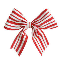 Wall Mural - A beautifully crafted red and white striped bow, perfect for decoration and gift wrapping. It adds charm to any occasion. isolated background