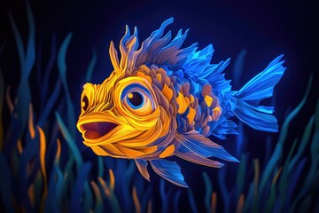 Poster - John Dory fish captured during a nighttime underwater exploration, Nighttime underwater exploration of John Dory fish