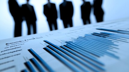 Poster - Team discussing data insights during a formal business meeting in a corporate setting Stock Photo with side copy space