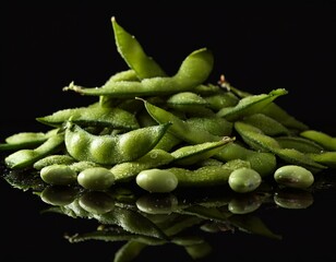 edamame at black background. isolated